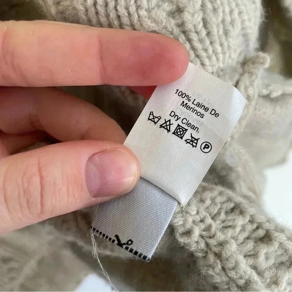 Madewell Cable Knit Fringe Cardigan Sweater 100% Merino Wool Tan Crop - Picture 11 of 13